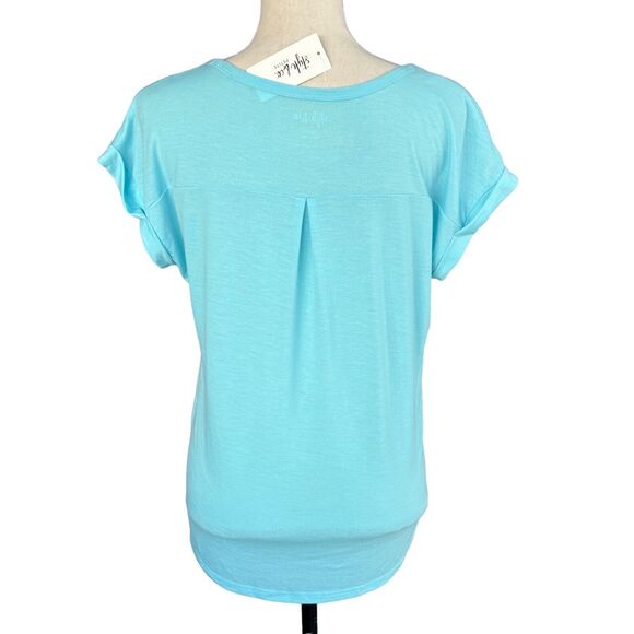 Style & Co Petite Small Top "Explore" Dolman Sleeve Lightweight Burnout Blue New - Picture 4 of 8